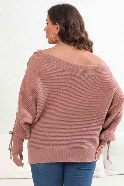 One Shoulder Pearl Accent Knit Sweater