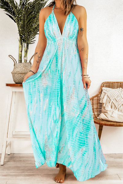 Tropical Breeze Halter Neck Maxi Dress - Periibleu