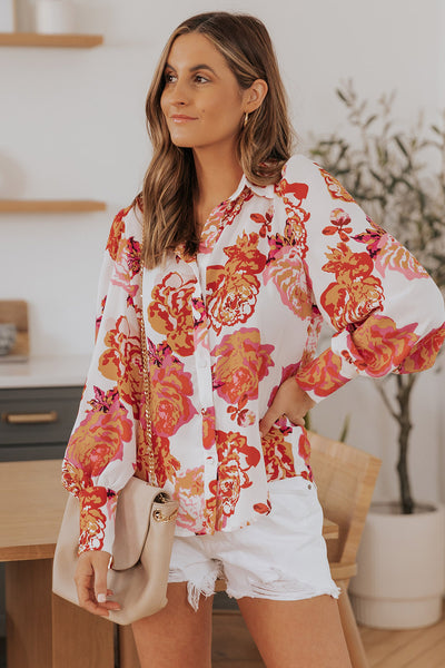 Printed Bishop Sleeve Buttoned Shirt